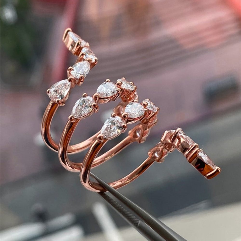 NEW Rose Gold Diamond Snake Serpenti Ring - Picture 3 of 3